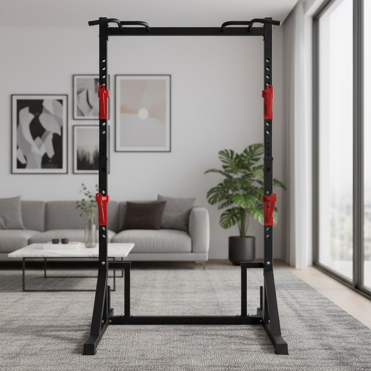 Fitness Home Gym Equipment - Adjustable Power Rack with Pull Up