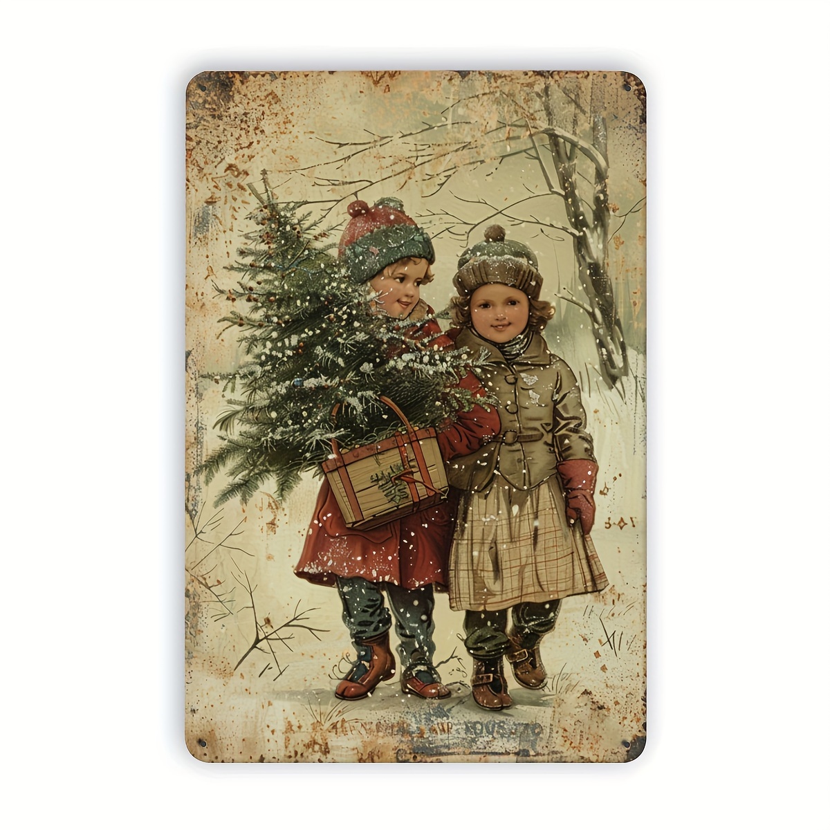 Home Gym In Garage - Vintage Christmas Tree Kids Metal Tin