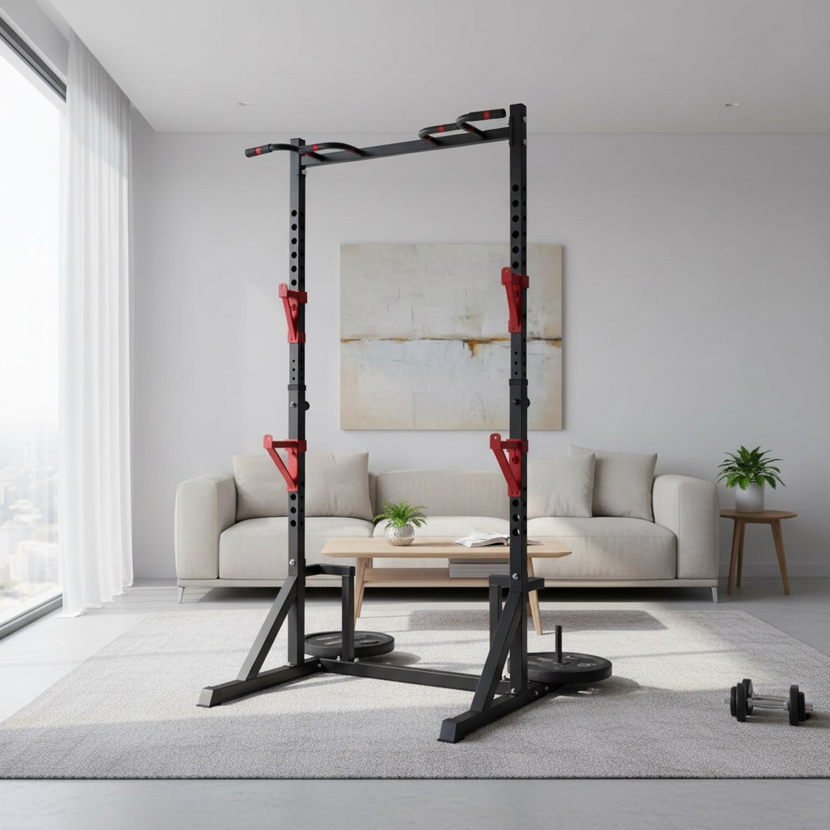 Adjustable Power Rack with Pul - Fitness Home Gym Equipment ulasan dan harga